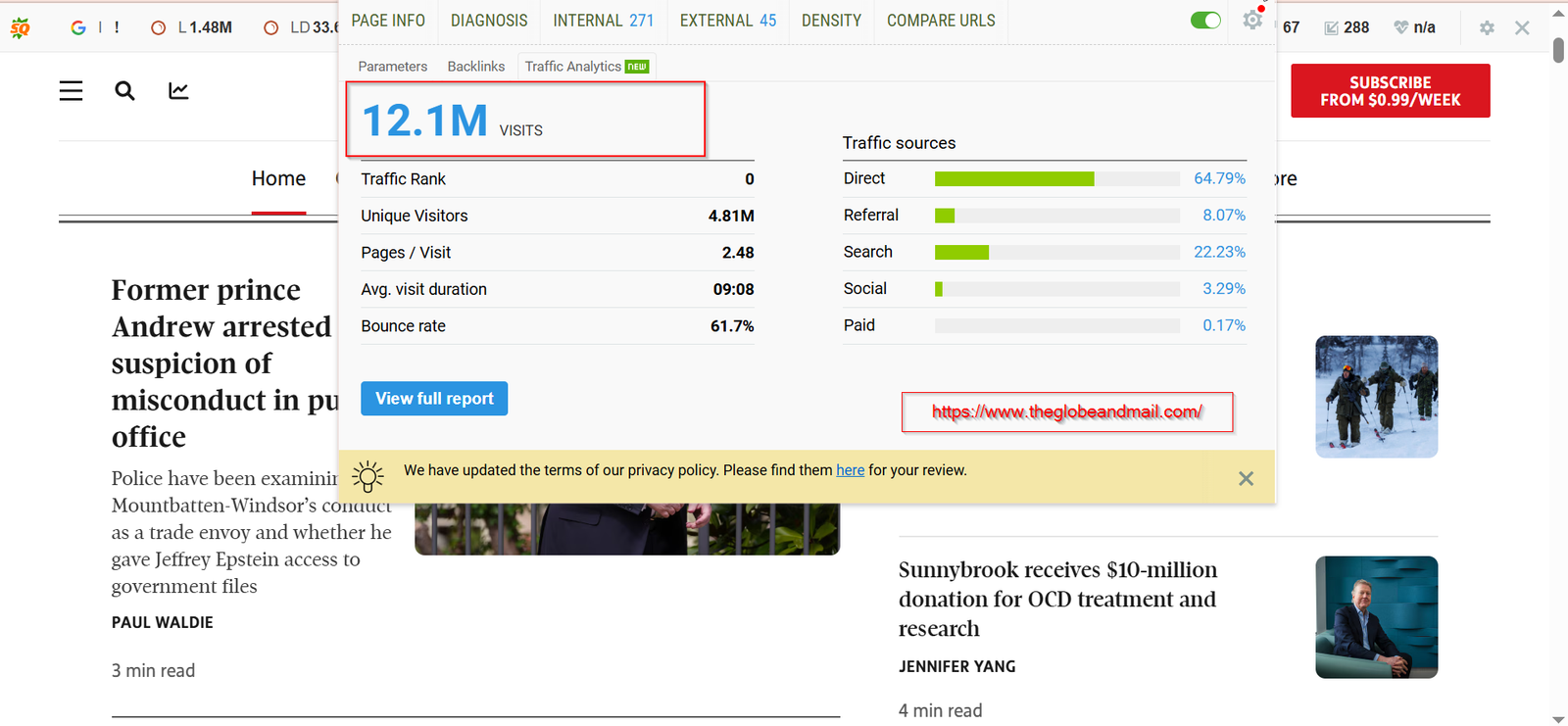 The Globe & Mail – sample placement